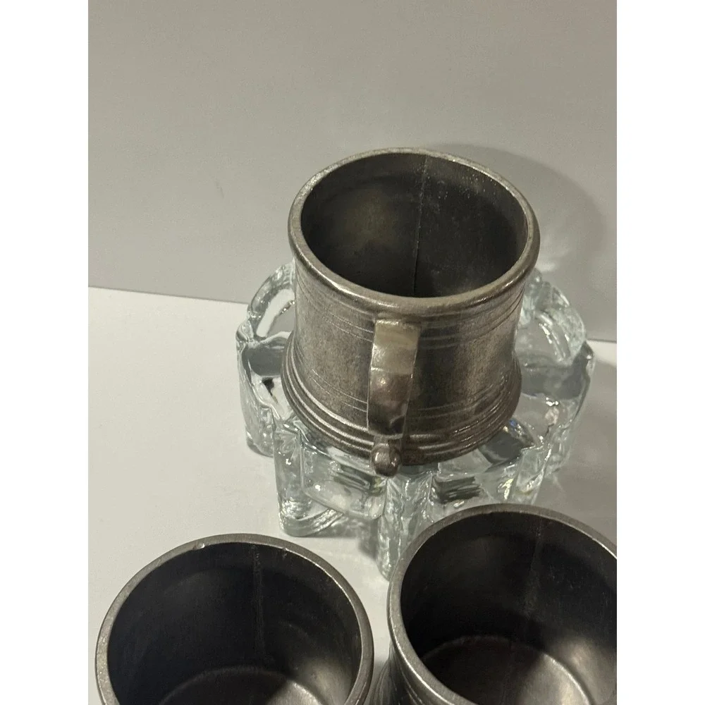 Vintage Pewter Mini Tankard‎ Mugs Set of 3 USA Metal Shot Cups Barware